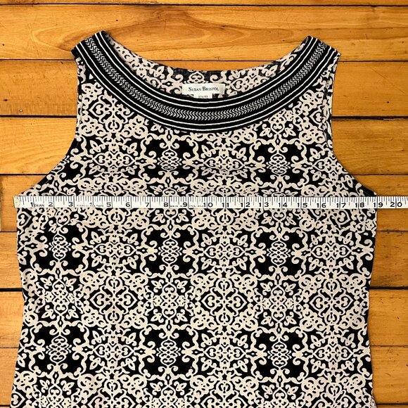 Susan Bristol Linen Blend Embroidered Sleeveless Blouse, Size Medium - Picture 11 of 11